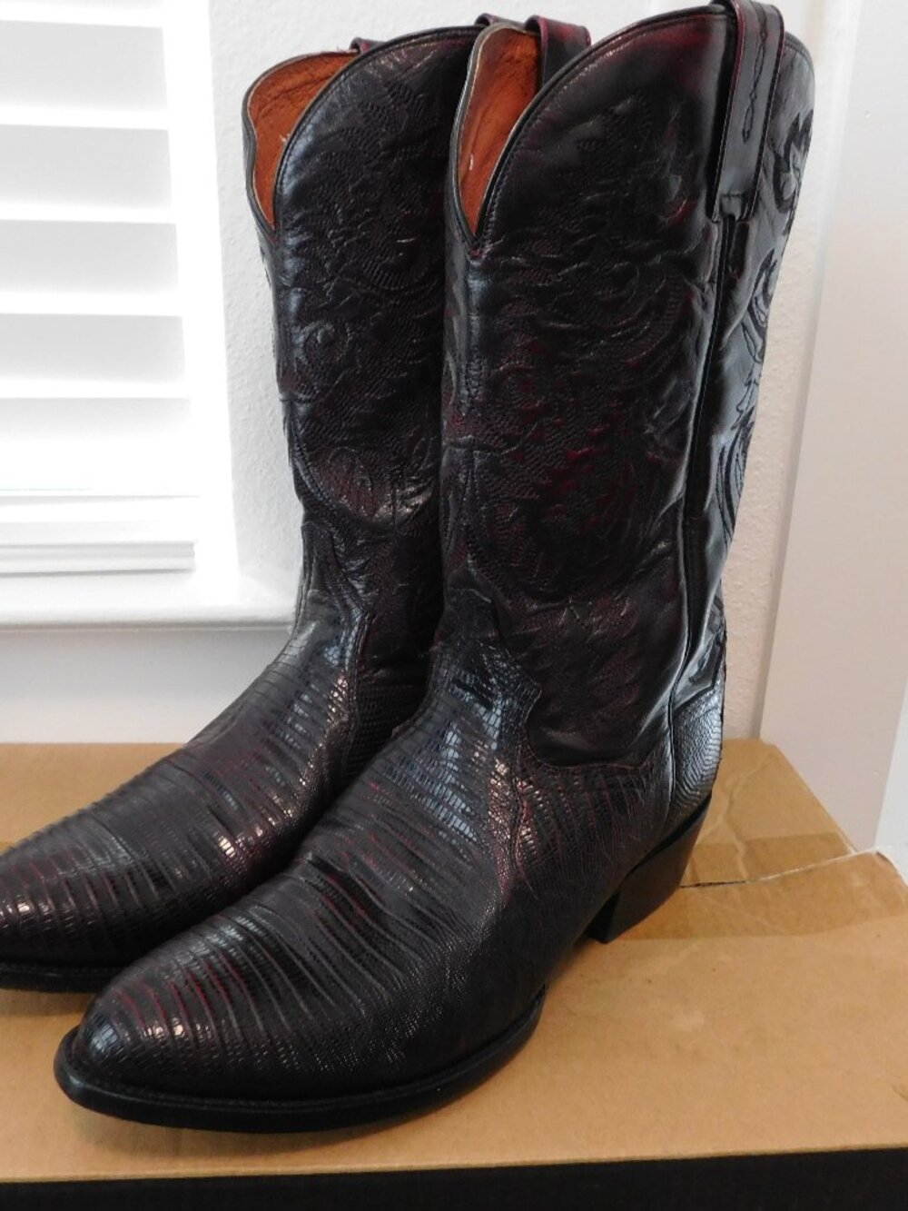 Dan Post teju lizard black cherry 12 D width - Picture 3 of 10